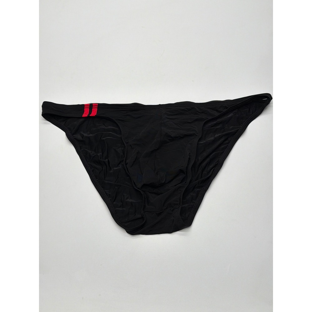 Mens Black Low Rise Bikini Briefs Underwear with Red Hip Stripes Size XL